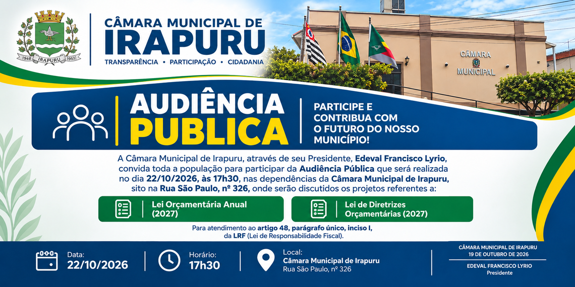 Audiência Pública 22/10 às 17h30